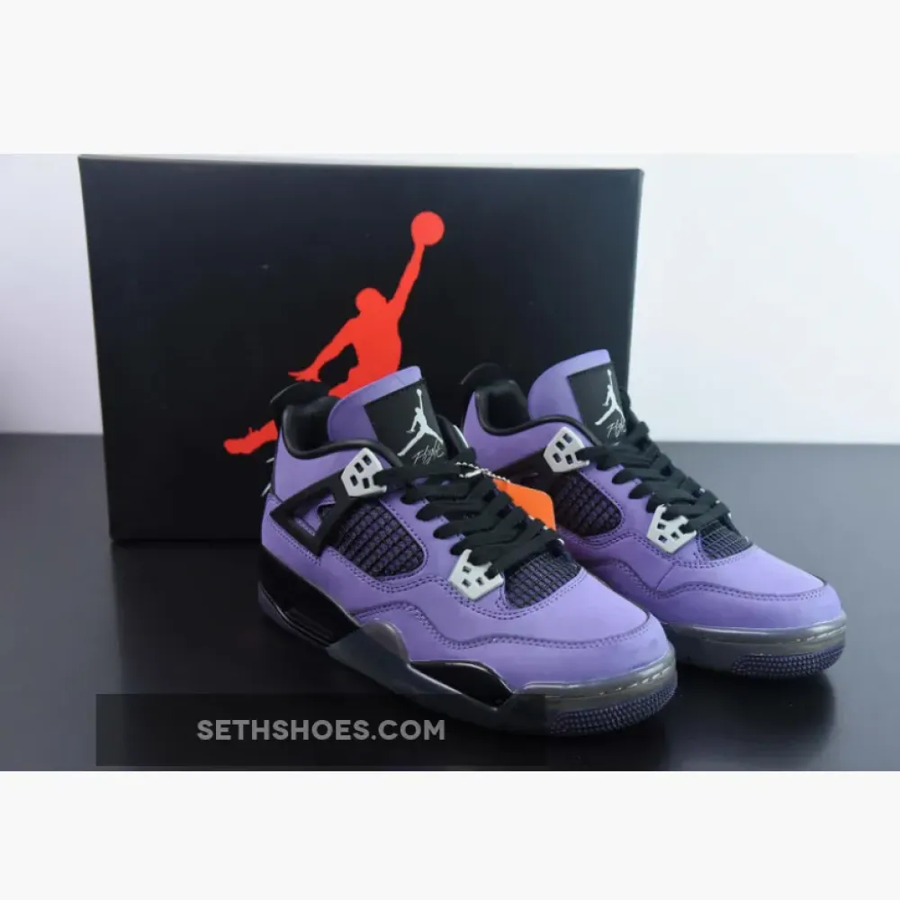 Travis Scott x Air Jordan 4 Retro ‘Friends & Family’ Purple Suede Black Midsole