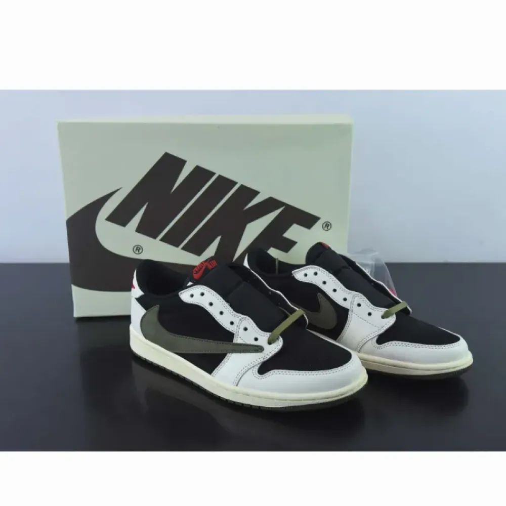 Travis Scott x Air Jordan 1 Low Sail/University Red/Black/Medium Olive DZ4137-106