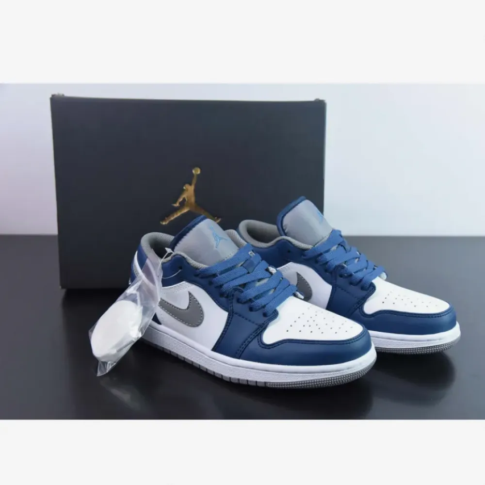 Air Jordan 1 Low True Blue/Cement Grey-White  553558-412