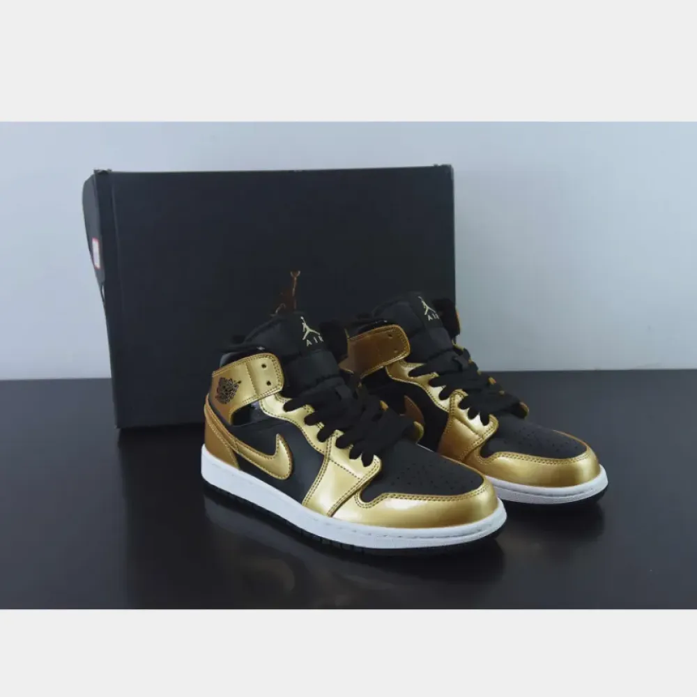 Air Jordan 1 Mid Black/Metallic Gold-White  DR6967-071