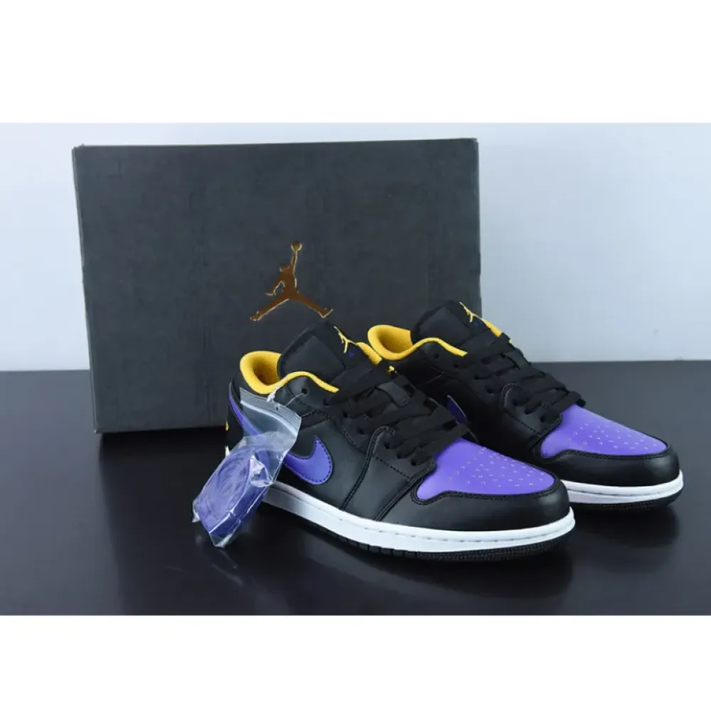 Air Jordan 1 Low Black/Dark Concord-Taxi  553558-075