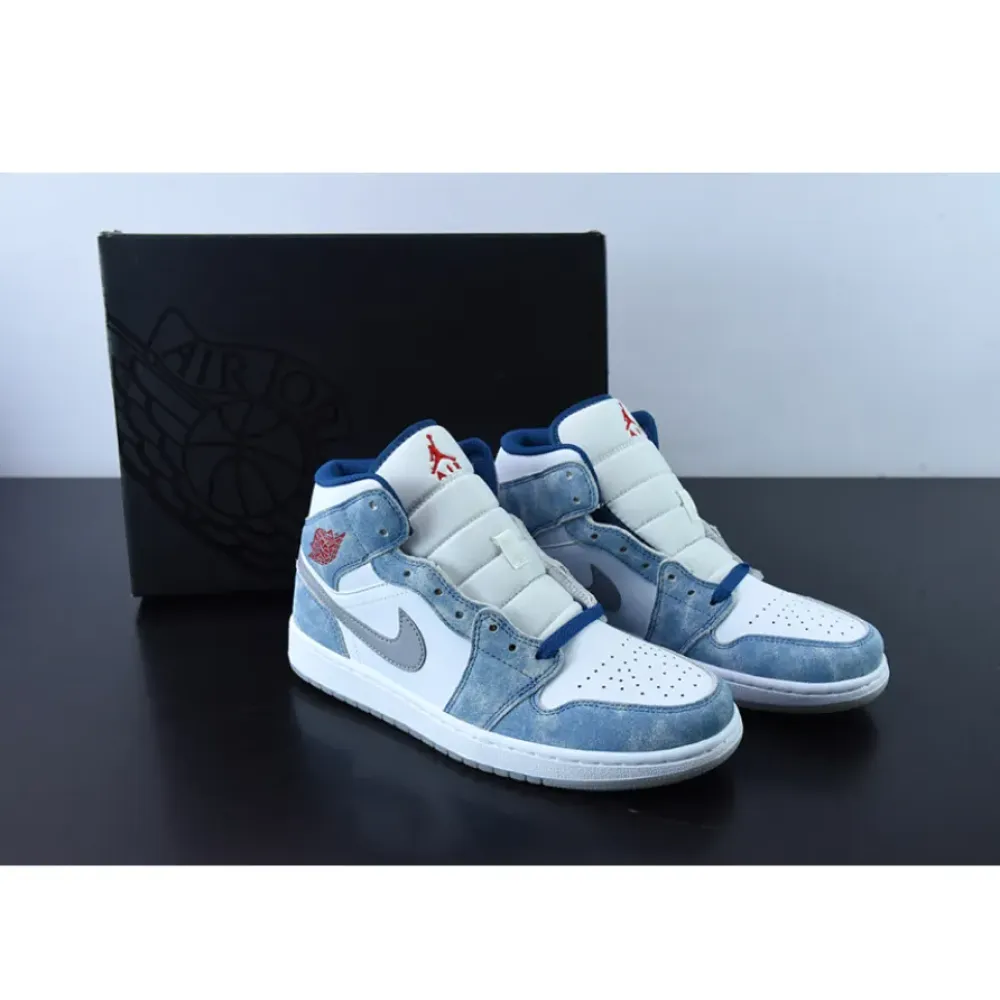 Air Jordan 1 Mid French Blue Fire Red  DN3706-401