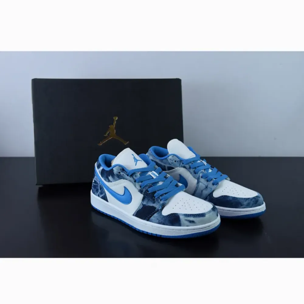 Air Jordan 1 Low “Washed Denim” White Dutch Blue  DM8947-100