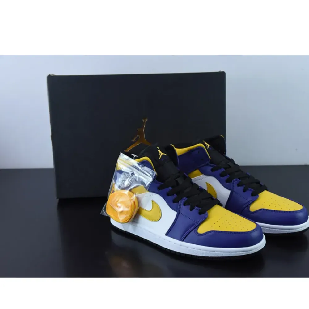 Air Jordan 1 Mid “Lakers” Purple/White-Yellow-Black  DQ8426-517