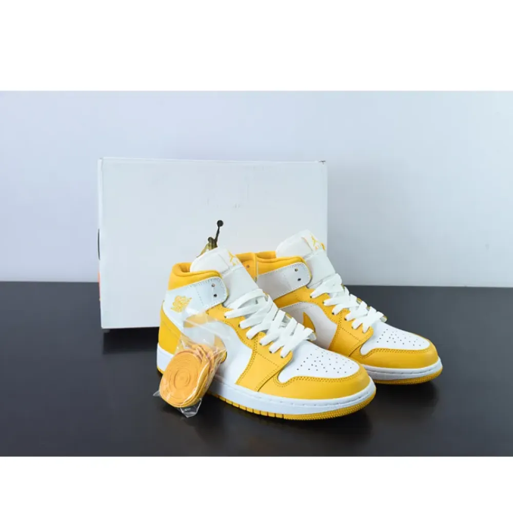 Air Jordan 1 Mid White University Gold  BQ6472-117