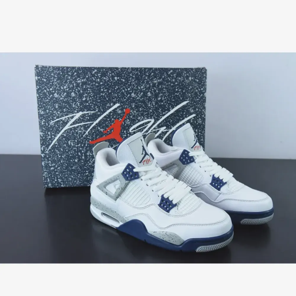 Air Jordan 4 White/Midnight Navy-Light Smoke Grey-Fire Red  DH6927-140