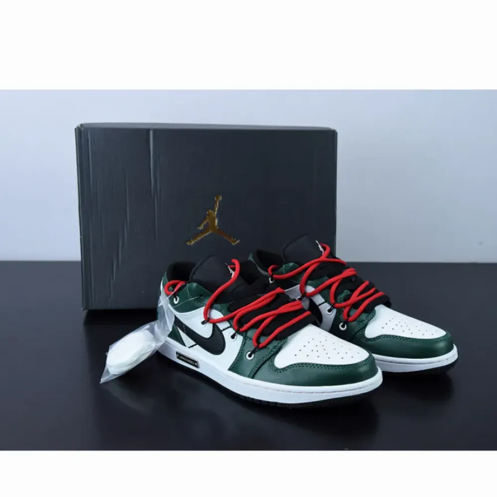 Custom Air Jordan 1 Low Pine Green White Black