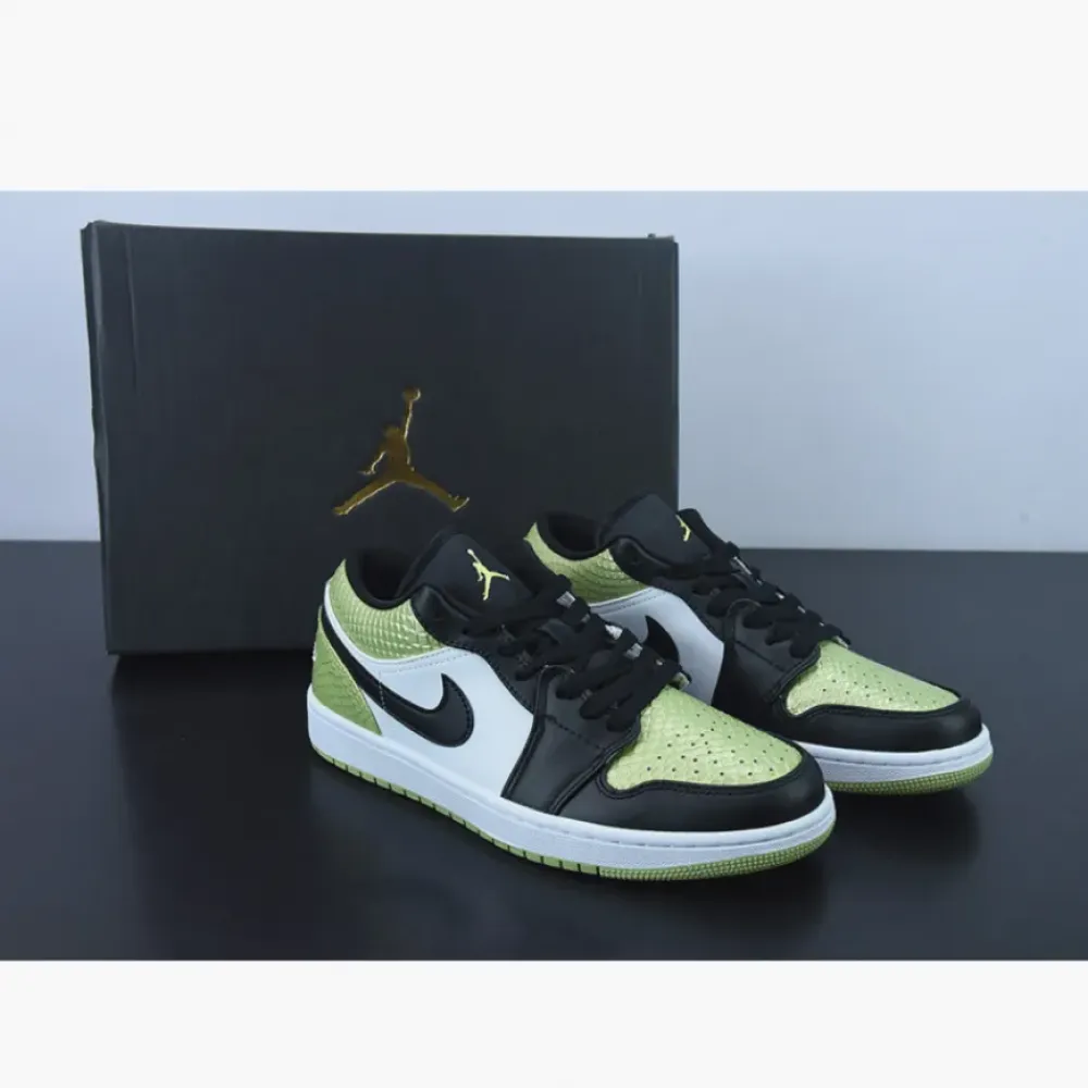 Air Jordan 1 Low “Vivid Green Snakeskin” Vivid Green/Black/White  DX4446-301