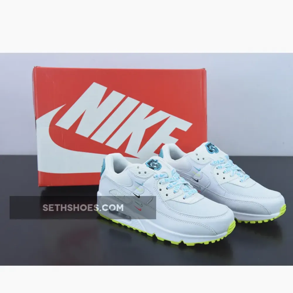 Nike Air Max 90 SE “Worldwide” White/Blue Fury-Volt  CK7069-100
