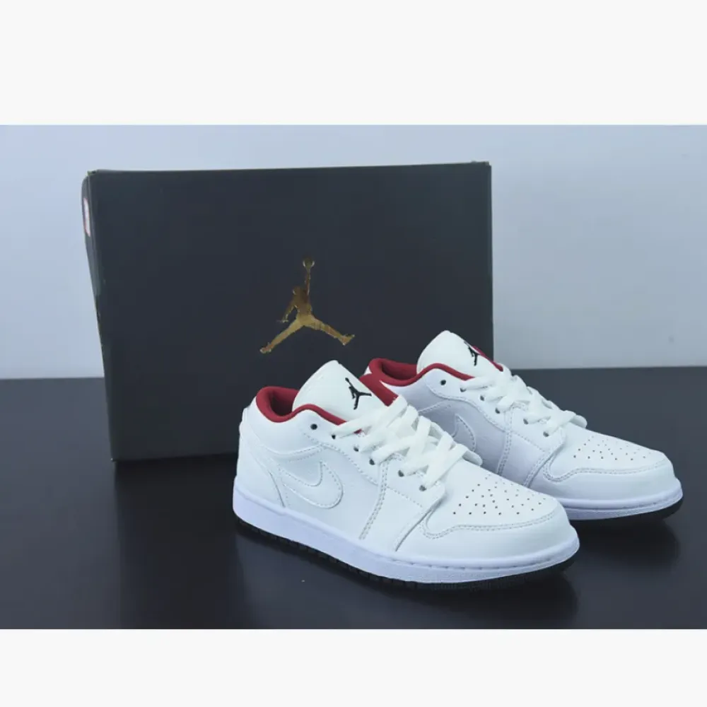 Air Jordan 1 Low White Red and Black  553560-164