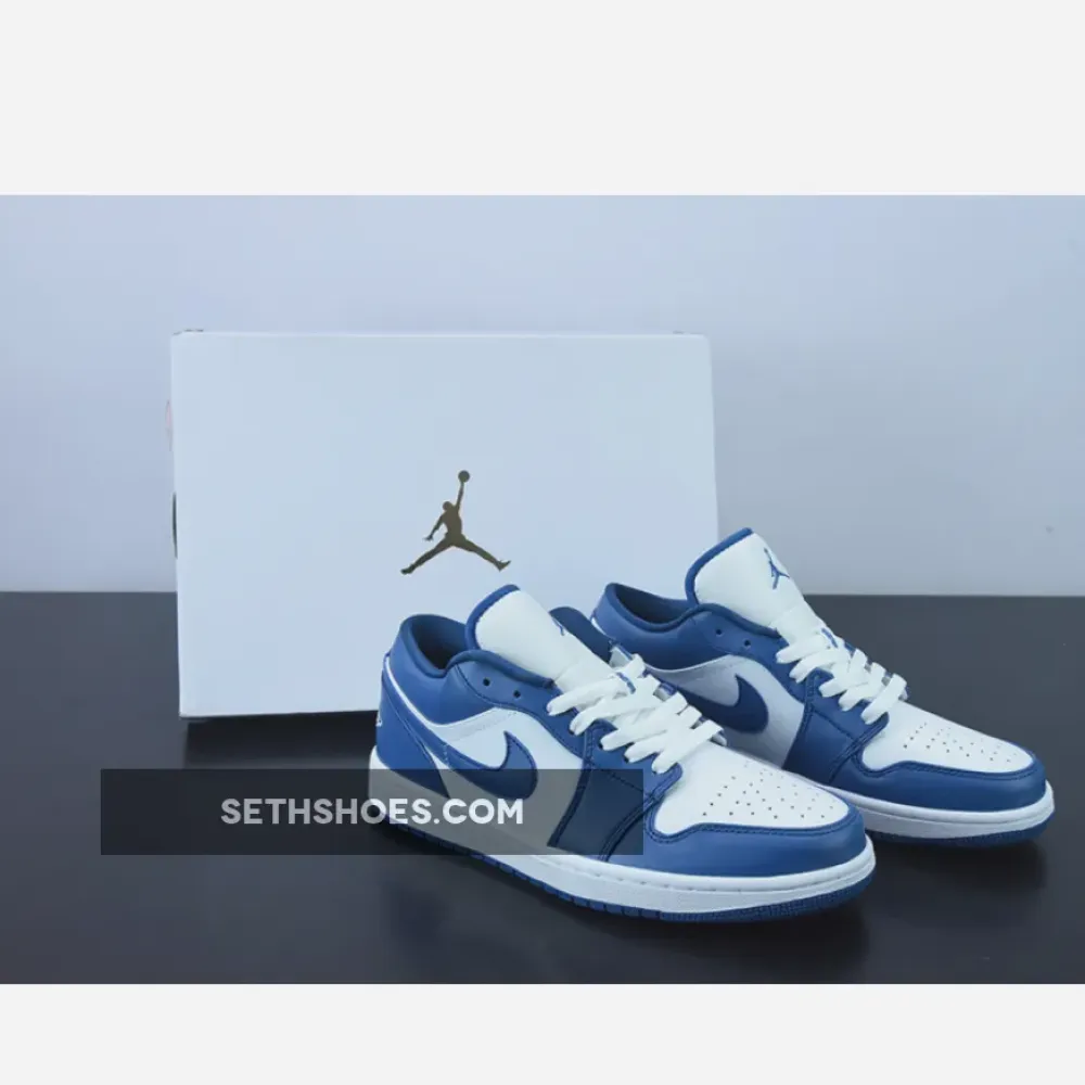 Air Jordan 1 Low White/Dark Marina Blue  DC0774-114