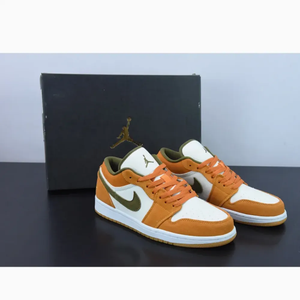 Air Jordan 1 Low White/Light Curry/White/Medium Olive  DH6931-102