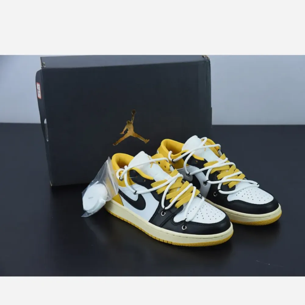 Custom Air Jordan 1 Low White Black Yellow