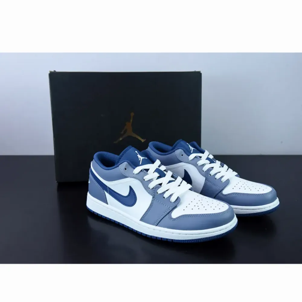 Air Jordan 1 Low White Steel Blue  553558-414
