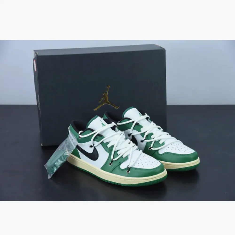 Custom Air Jordan 1 Low Pine Green White