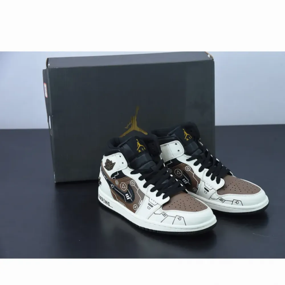 Custom Air Jordan 1 Mid OG ’Video Game’ Mocha White