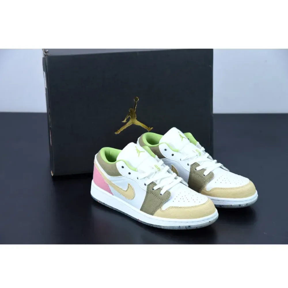 Air Jordan 1 Low GS Recycled White/Tan-Pink  DJ0341-100