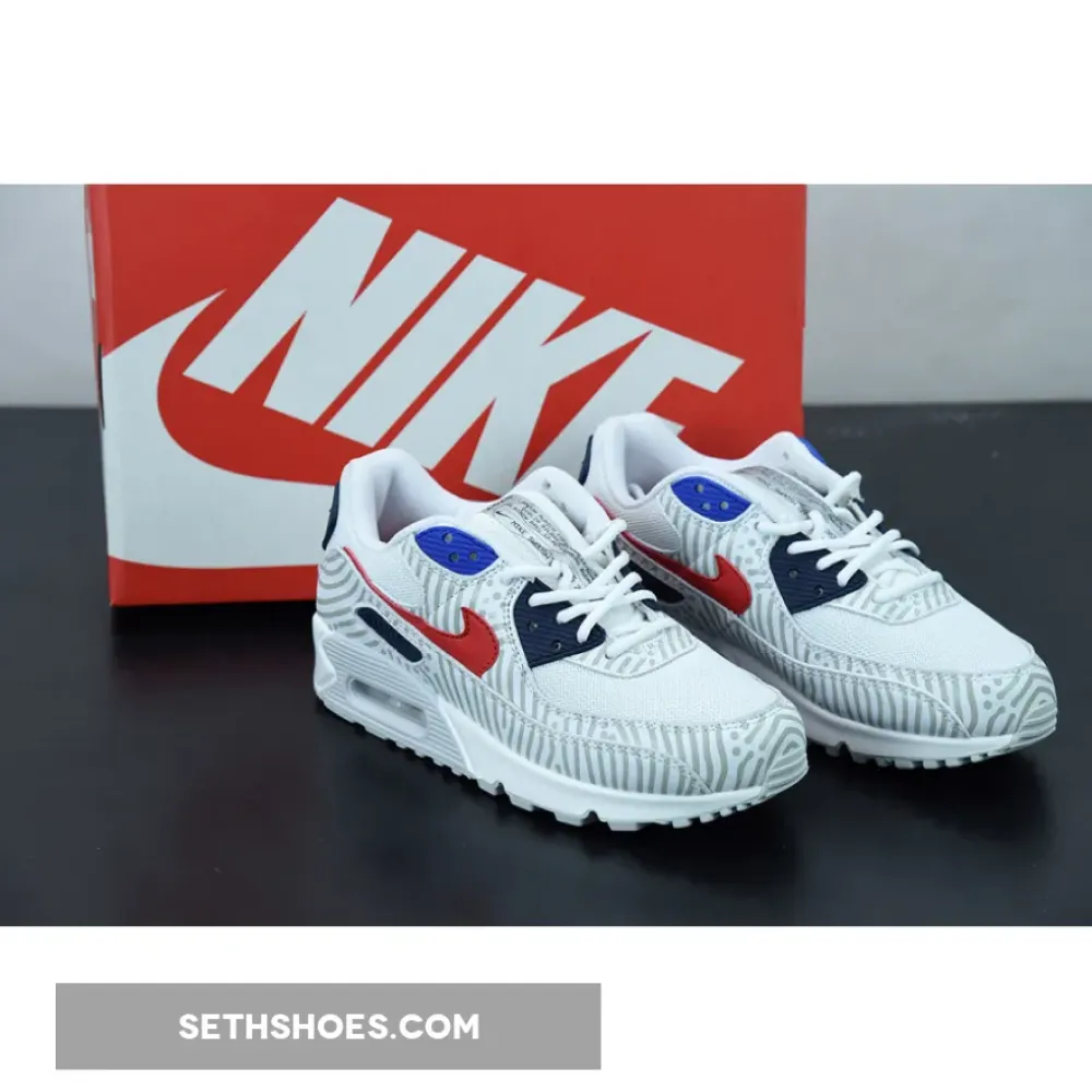 Nike Air Max 90 “Euro Tour” White/Midnight Navy-Red  CW7574-100