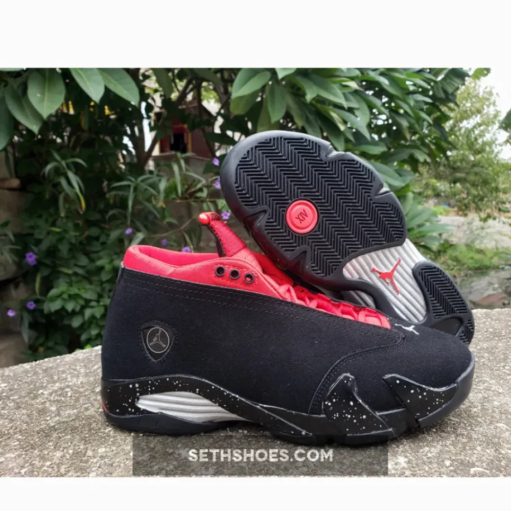 Air Jordan 14 Low “Red Lipstick” Black/Metallic Silver-Gym Red DH4121-006