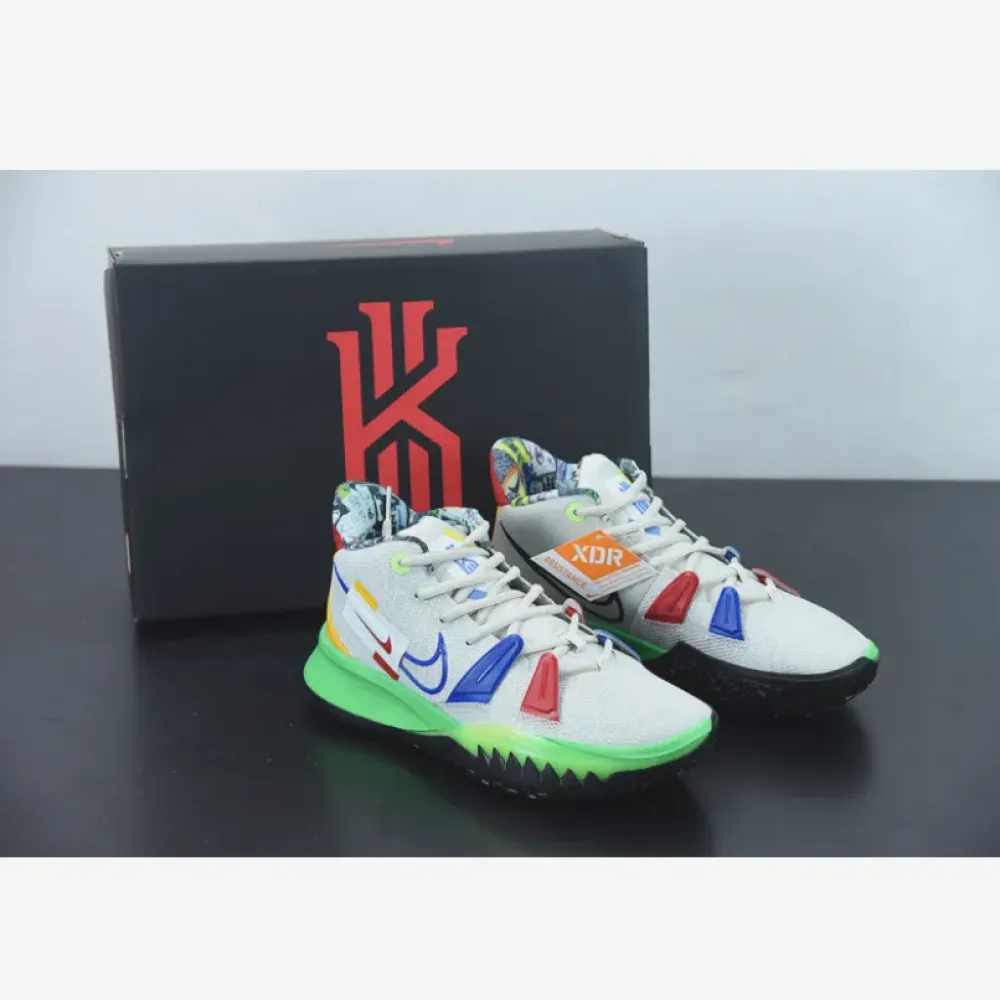 Nike Kyrie 7 “Visions” Light Bone/White-Green-Game Royal  DC9122-001
