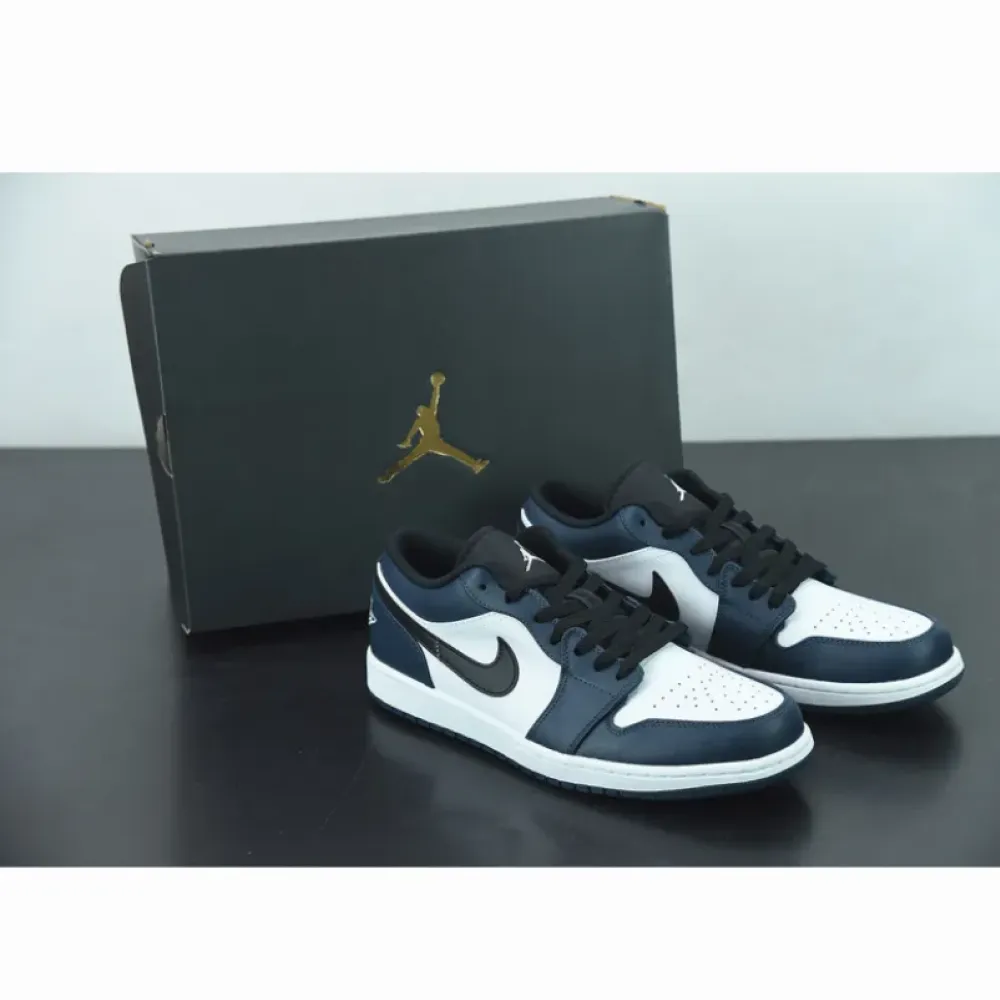 Air Jordan 1 Low White/Dark Teal-Black  553558-411
