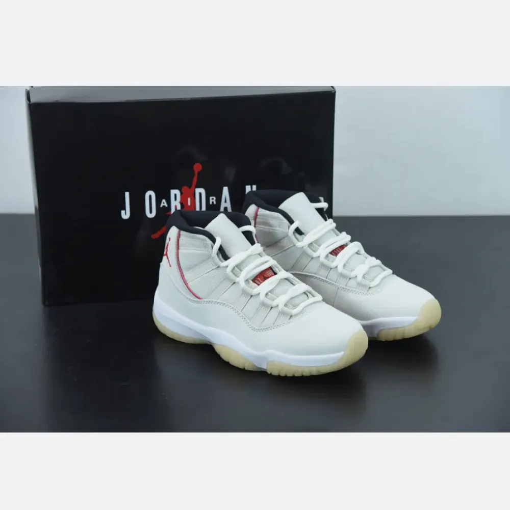 Air Jordan 11 Platinum Tint/Sail-University Red  378037-016