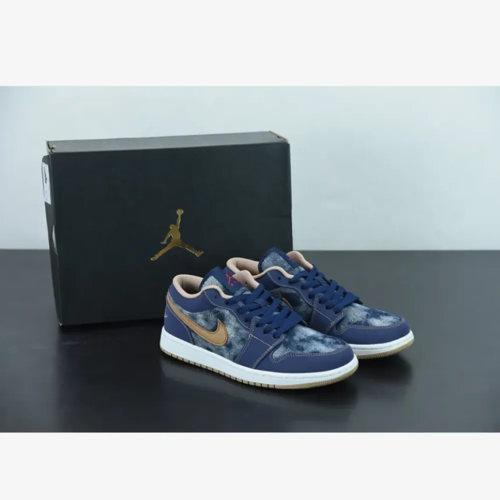 Air Jordan 1 Low SE “Denim” Midnight Navy/Red-White-Hemp  DH1259-400