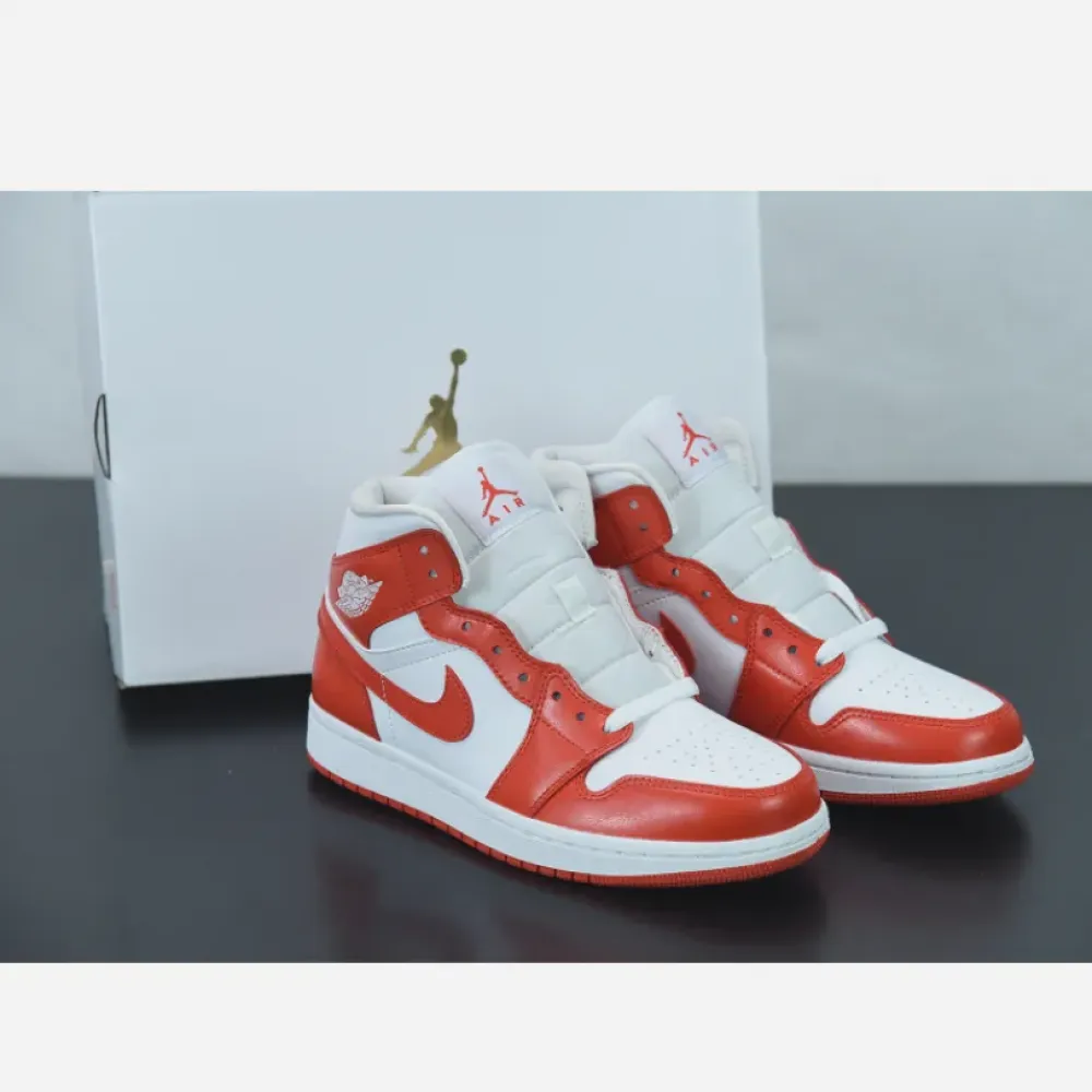 Air Jordan 1 Mid Orange White  BQ6472-116