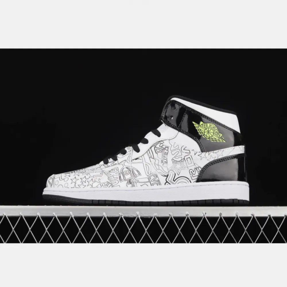Air Jordan 1 Mid “DIY” White/Black-Volt DC4099-100