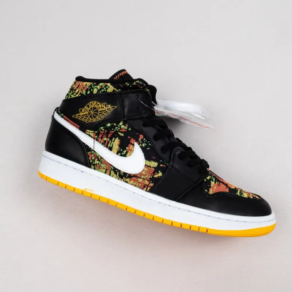 Air Jordan 1 Mid Black Laser Orange Bright Melon 555112-003