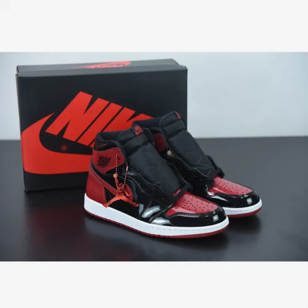 Air Jordan 1 High OG “Bred Patent” Black/White-Varsity Red 555088-063