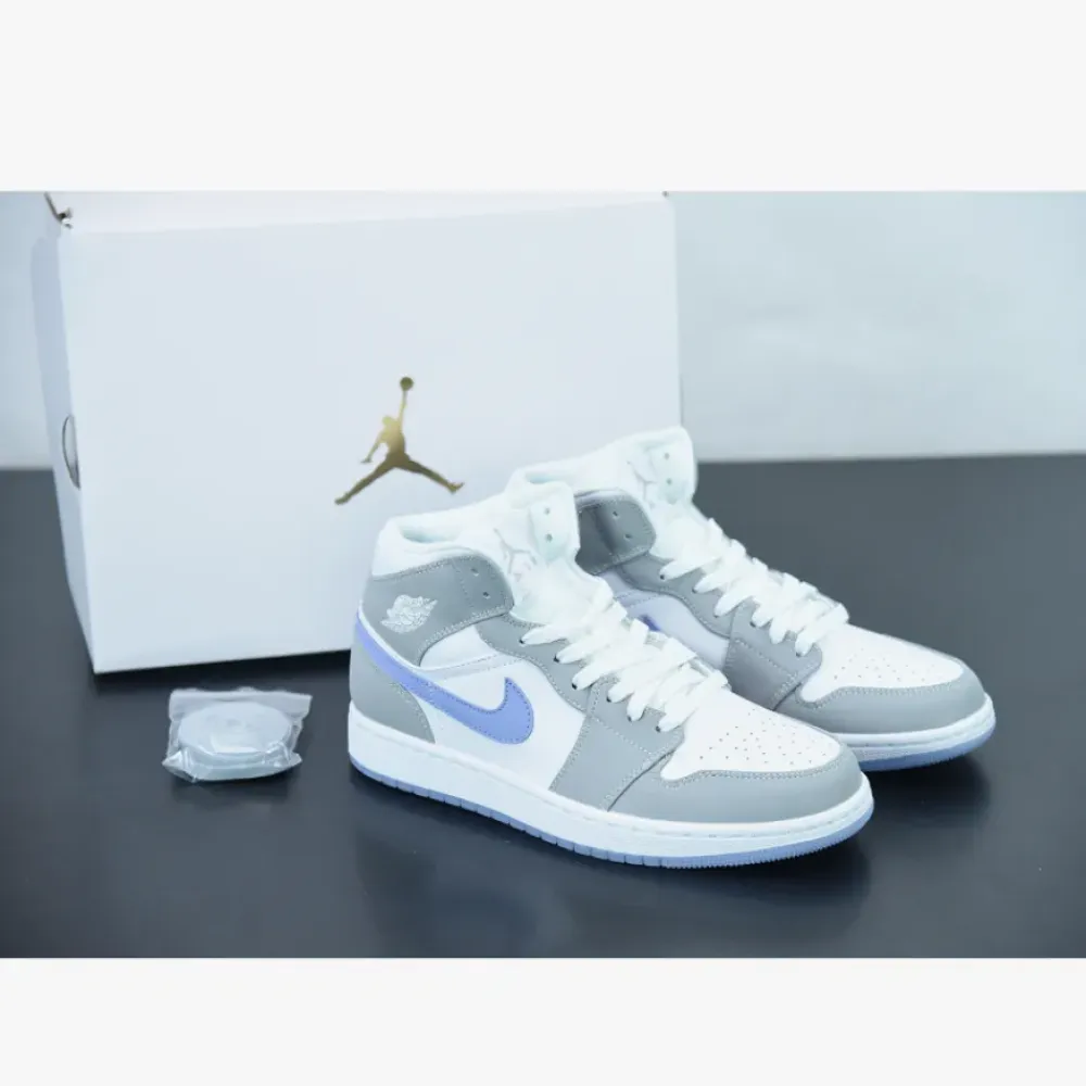 Air Jordan 1 Mid White Grey Blue  BQ6472-105