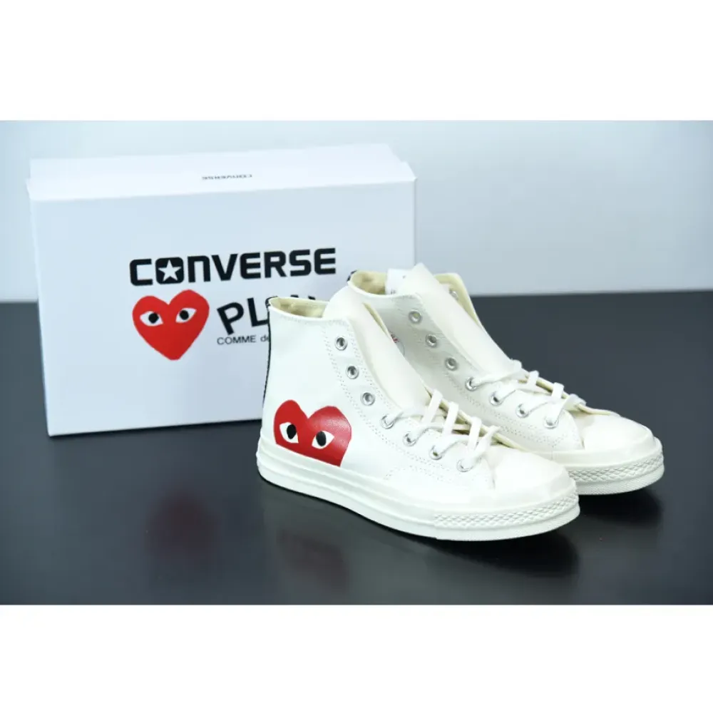 CDG Play x Converse Chuck Taylor All-Star 70 Hi Milk/White-High Risk Red 150205C