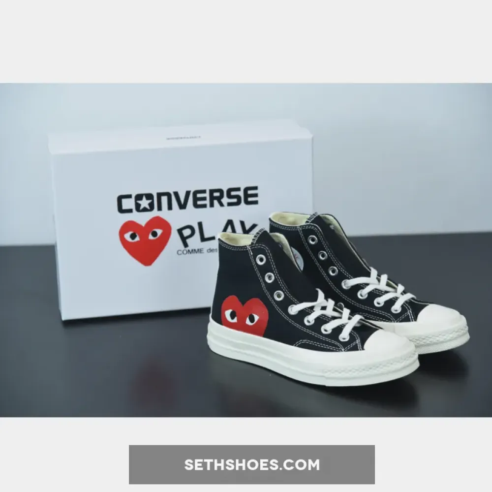 CDG Play x Converse Chuck Taylor All-Star 70 Hi Black White  150204C
