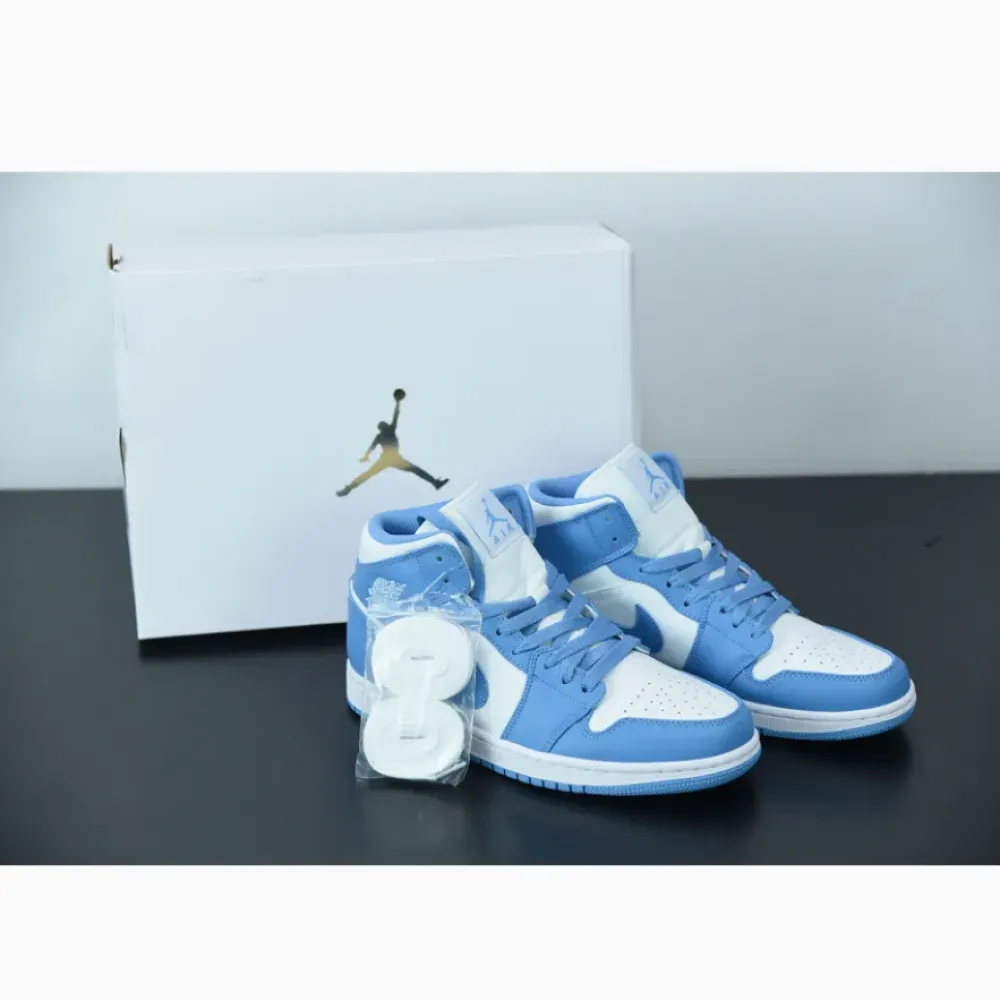 Air Jordan 1 Mid ‘UNC’ White/University Blue-White 554724-106
