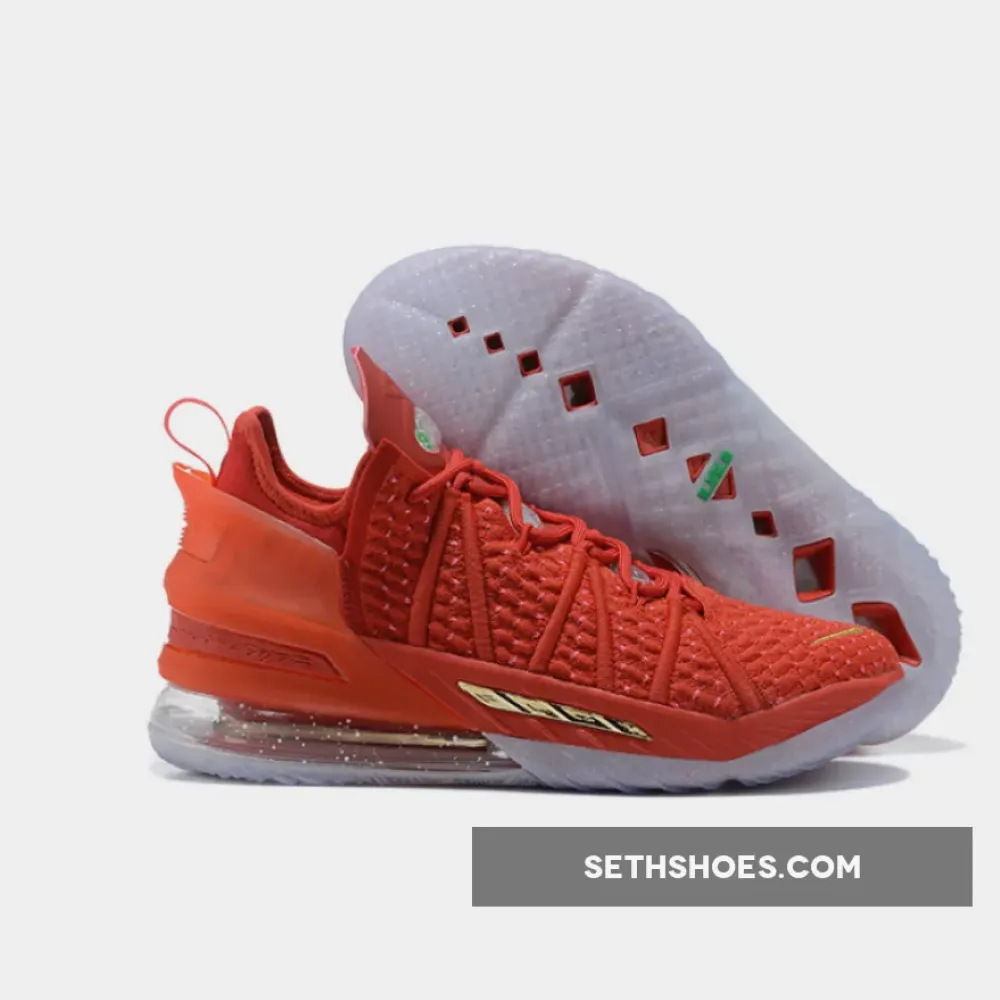Nike LeBron 18 “X-Mas in LA” University Red Gold  DB8148-601