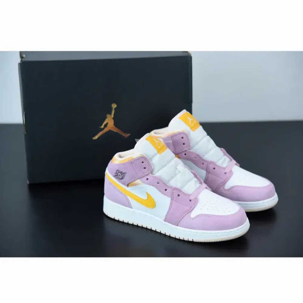 Air Jordan 1 Mid SE GS Light Arctic Pink/University Gold-White DC9517-600 DC9517 600