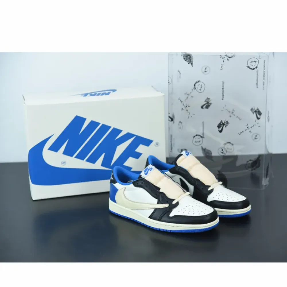 Travis Scott x Fragment x Air Jordan 1 Low OG White Blue  DM7866-140