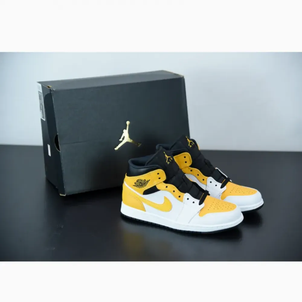 Air Jordan 1 Mid White/University Gold-Black  554724-170