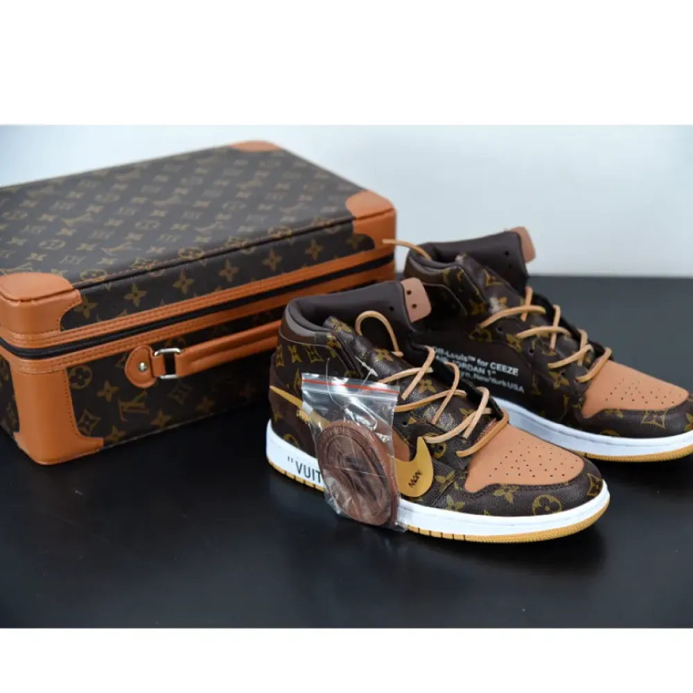 OFF–WHITE x Air Jordan 1 Custom Brown