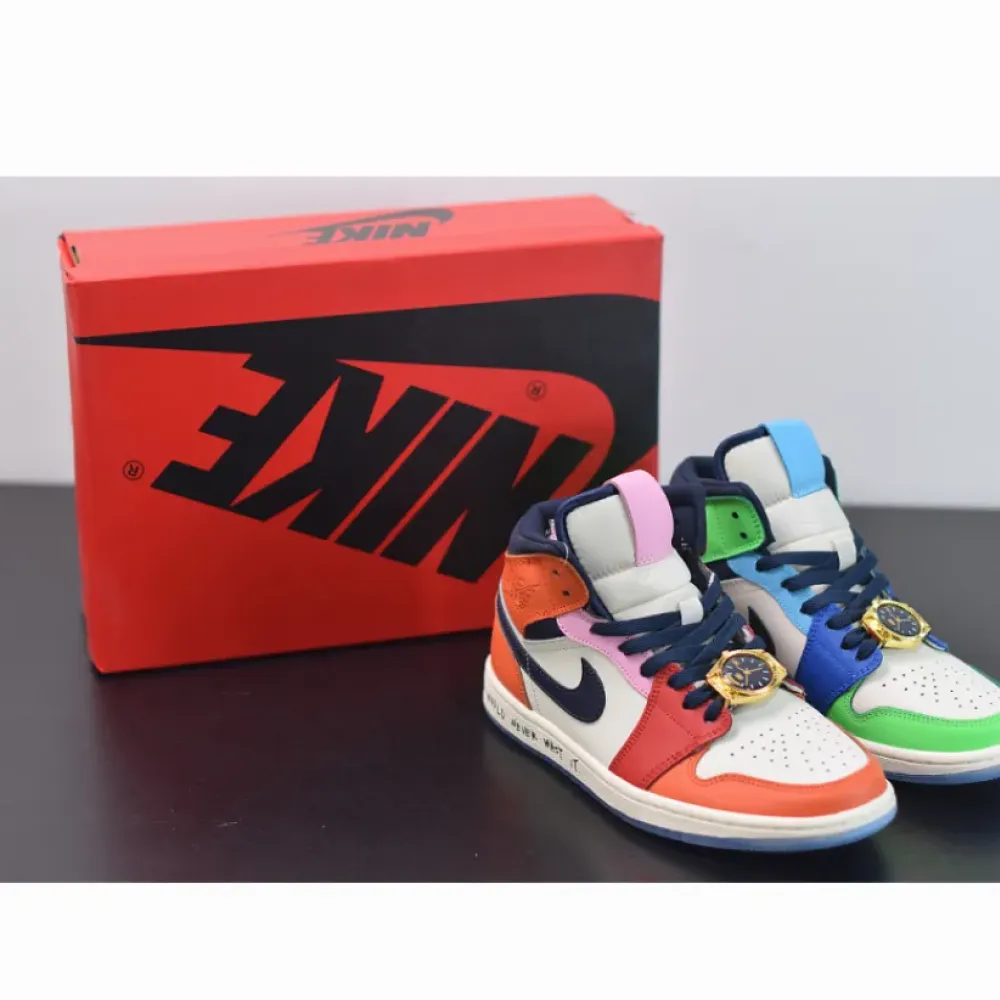 Melody Ehsani x Air Jordan 1 Mid Fearless White/Black/Half Blue/Red  CQ7629-100