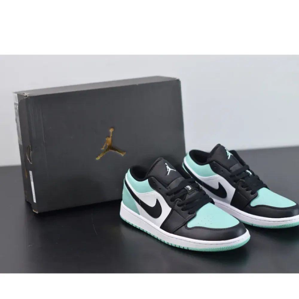 Air Jordan 1 Low White/Emerald Rise-Black  553558-117