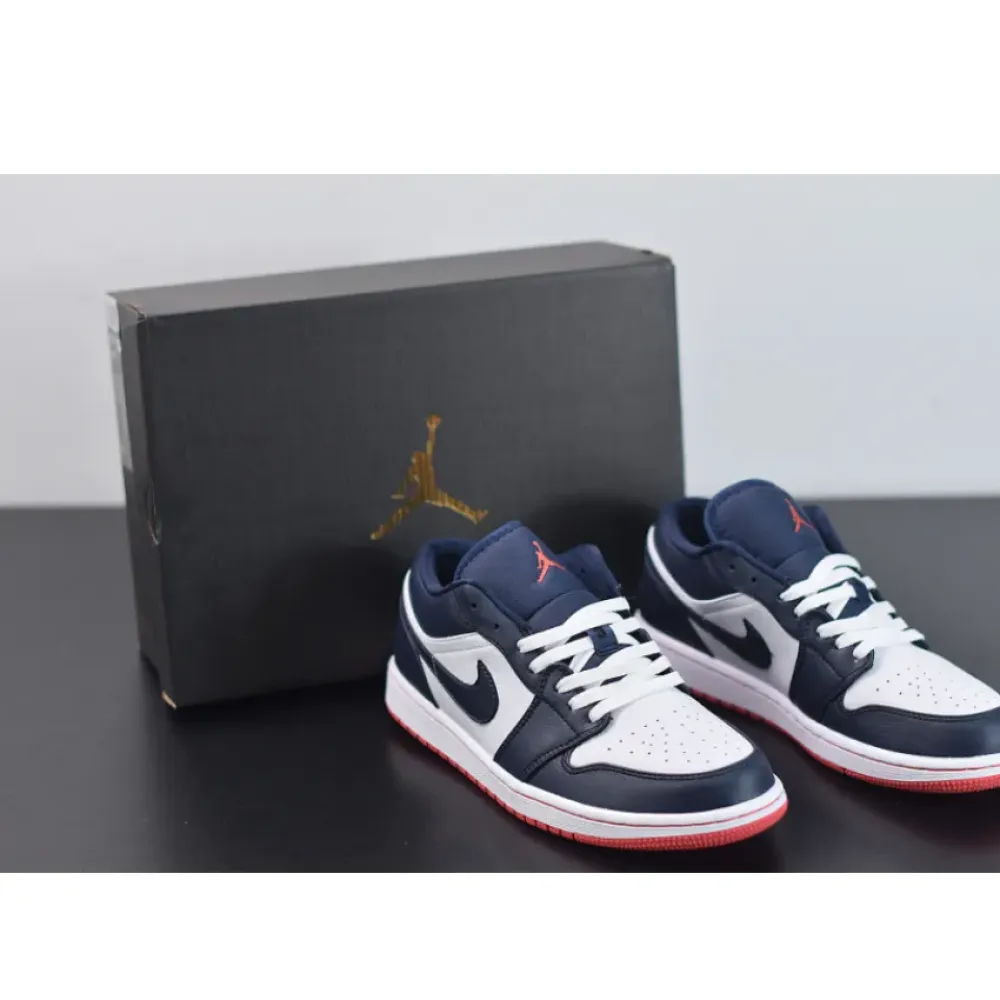 Air Jordan 1 Low Obsidian/Ember Glow-White  553558-481
