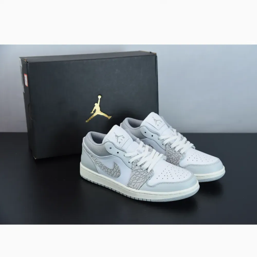 Air Jordan 1 Low PRM “Elephant” White/Neutral Grey-Sail-Smoke Grey DH4269-100