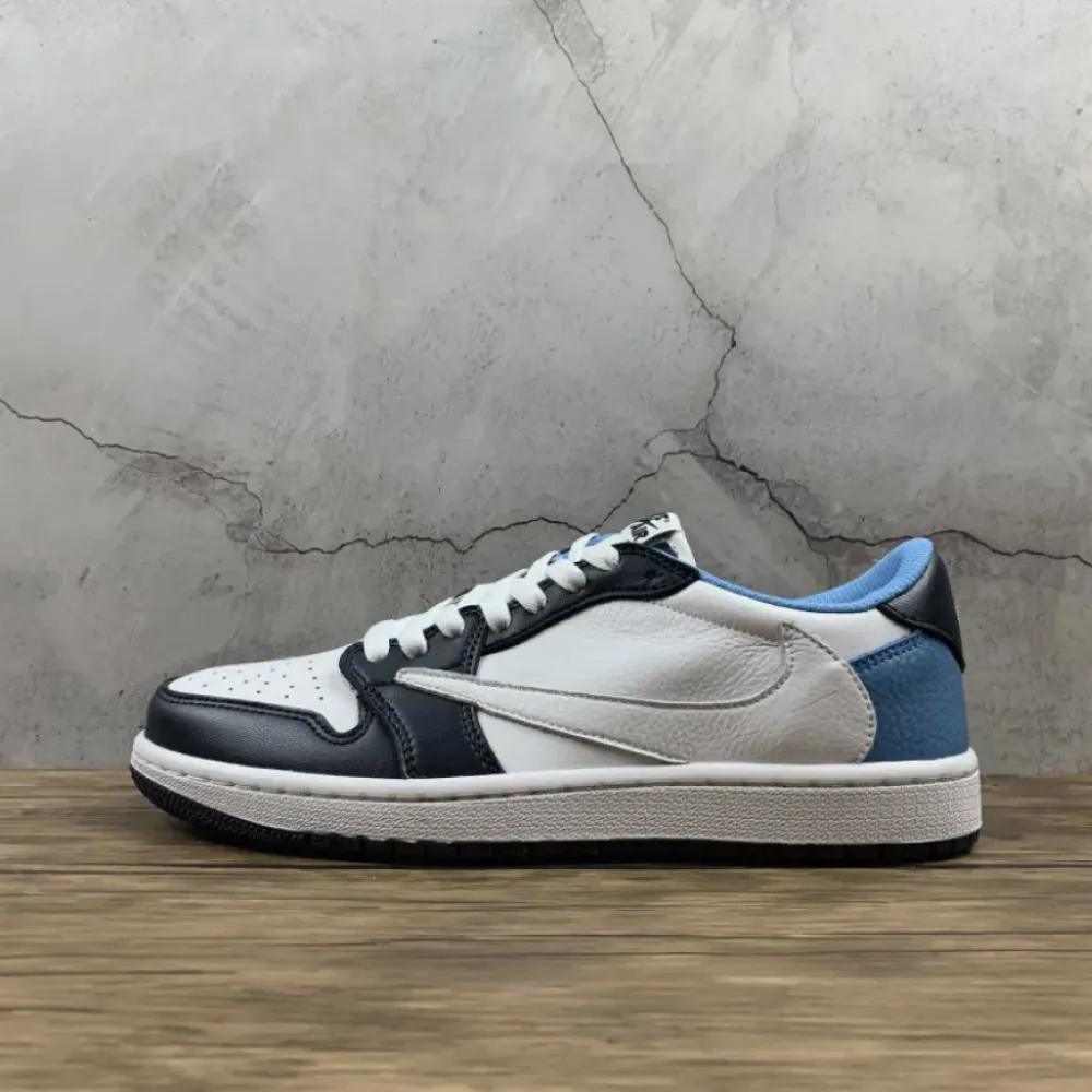 Travis Scott x Air Jordan 1 Low “UNC” White Navy Blue