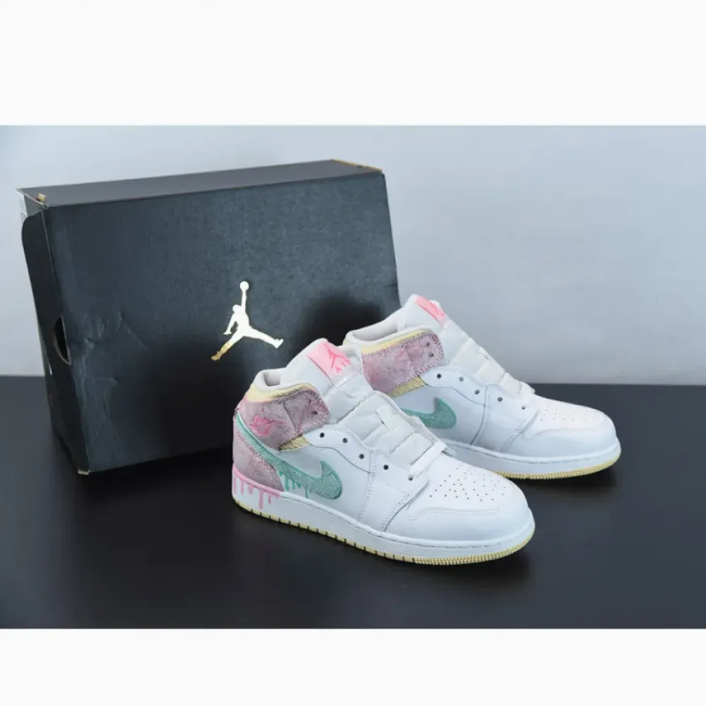 Air Jordan 1 Mid GS “Paint Drip”  DD1666-100