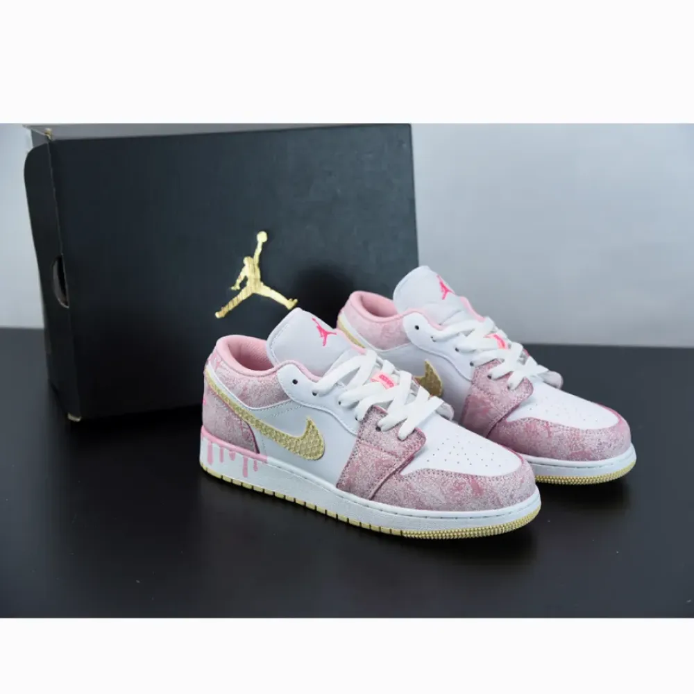 Air Jordan 1 Low GS ‘Paint Drip’ Arctic Punch/Pale Vanilla-White CW7104-601