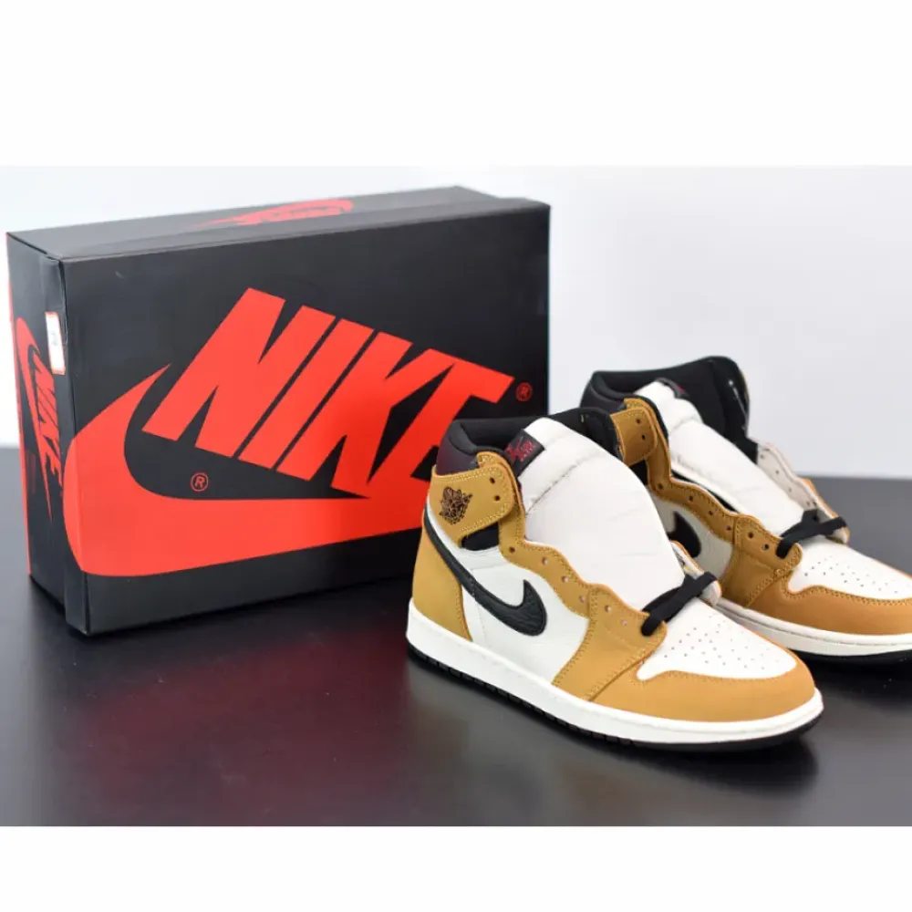 Air Jordan 1 Retro High OG ‘Rookie of the Year’ Gold Harvest/Black  555088-700