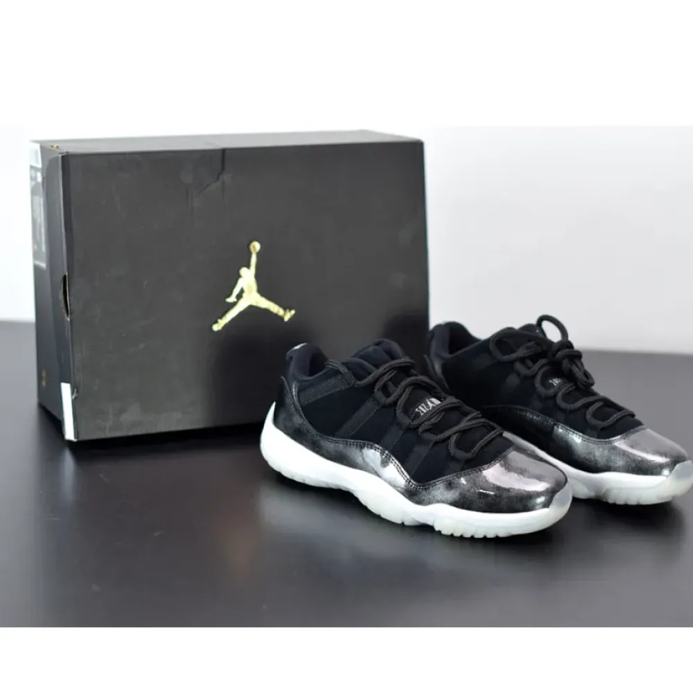 Air Jordan 11 Low “Barons” Black/Metallic Silver-White  528895-010