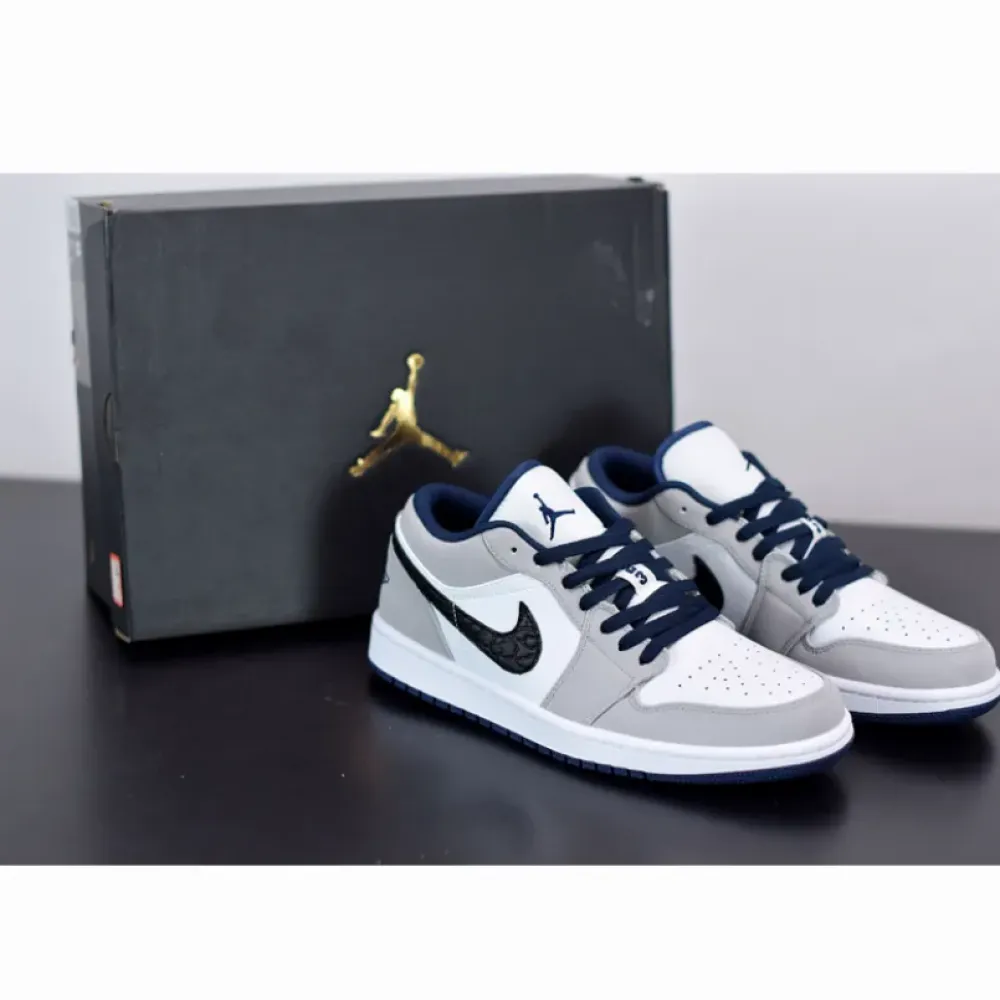Air Jordan 1 Low White/True Blue-Cement Grey-Black 553558-103